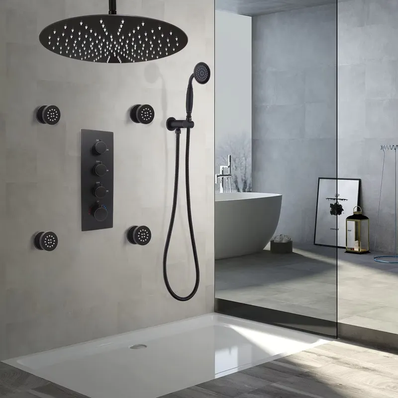 Spa & Wellness Hotel Paradiso - 4-Piece Matte Black Ceramic Adjustable Flow