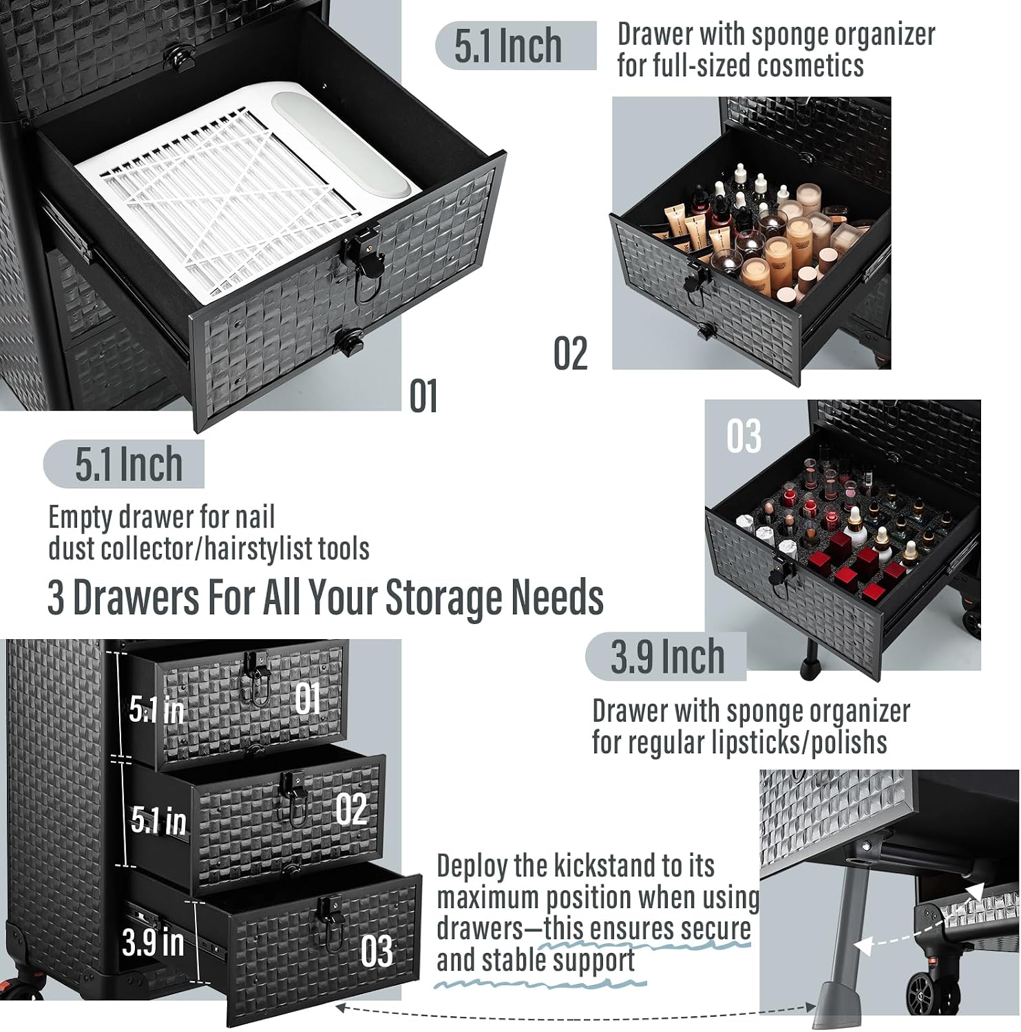 Rolling Salon Cart with 3 Draw - Spa & Wellness Hotel Paradiso review and price